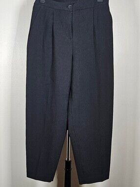 Zara Tailored Barrel Leg Cropped Trousers Black Crepe S